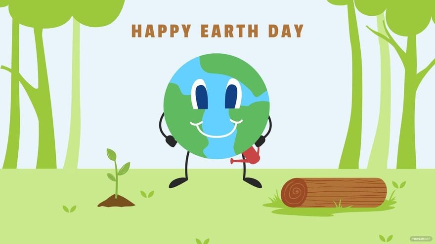 Free Earth Day Cartoon Background in PDF, Illustrator, PSD, EPS, SVG, JPG, PNG