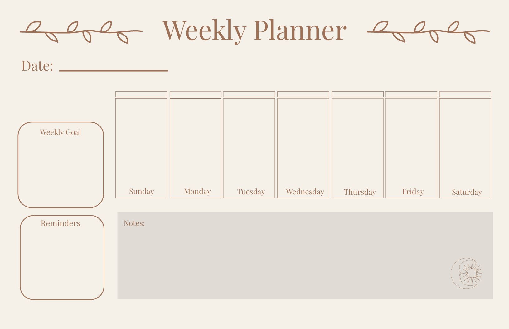 Designer Weekly Desk Pad Planner Template
