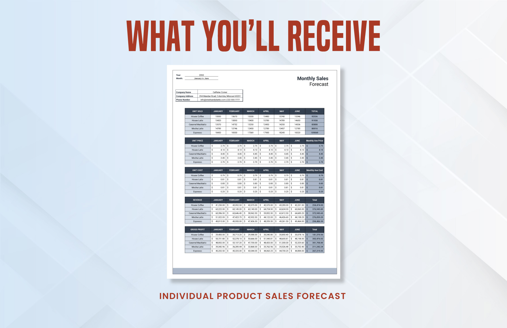 Individual Product Sales Forecast Template