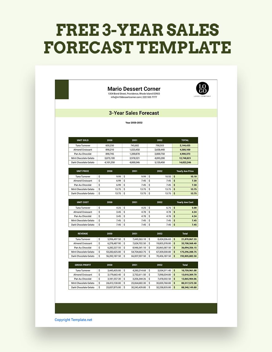 Free 3 year Sales Forecast Template Google Sheets Excel Template net