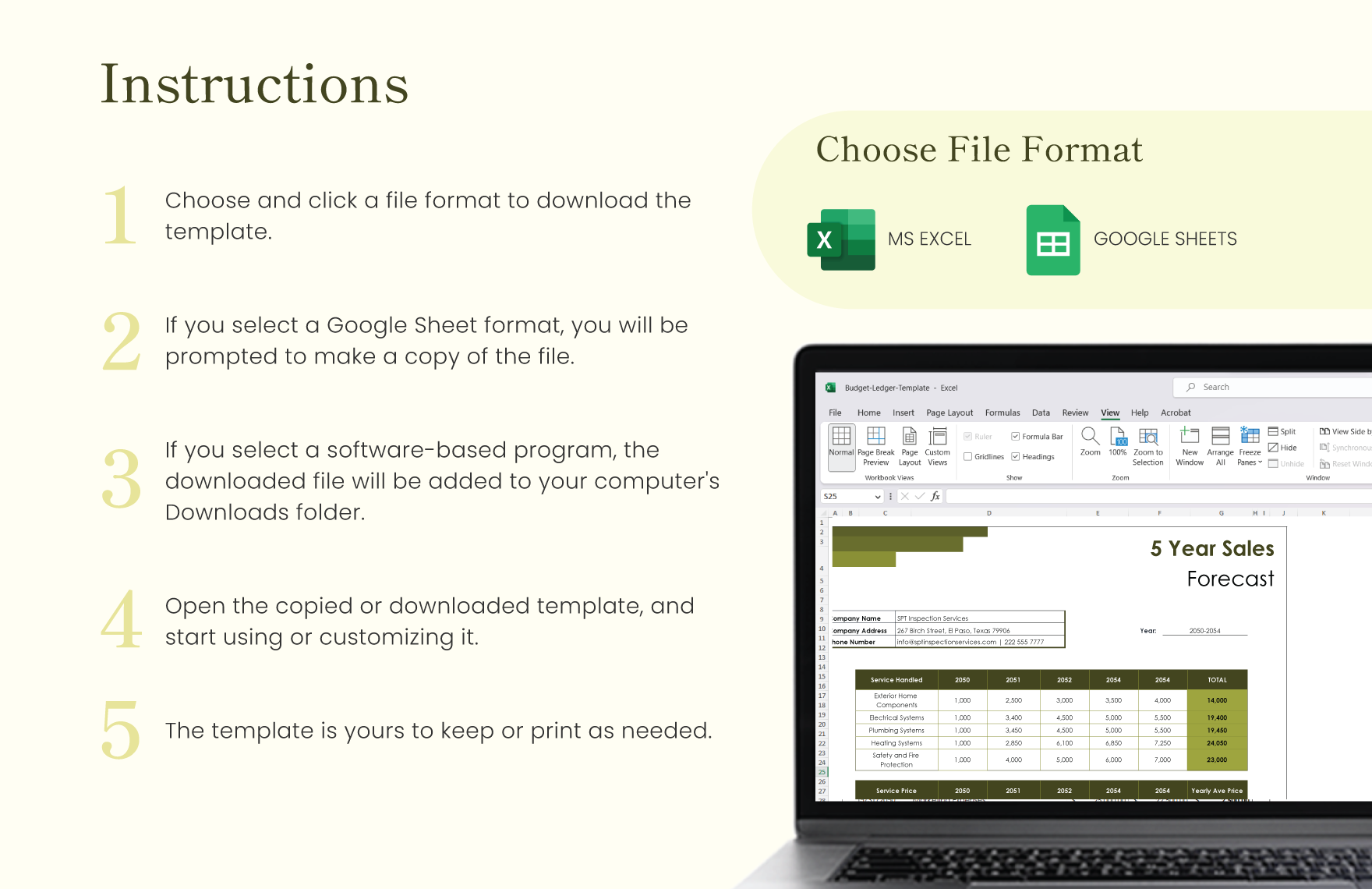 5-year Sales Forecast Template