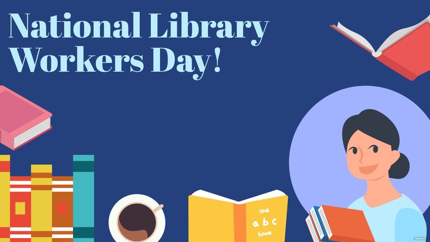 Free National Library Workers Day Banner Background
