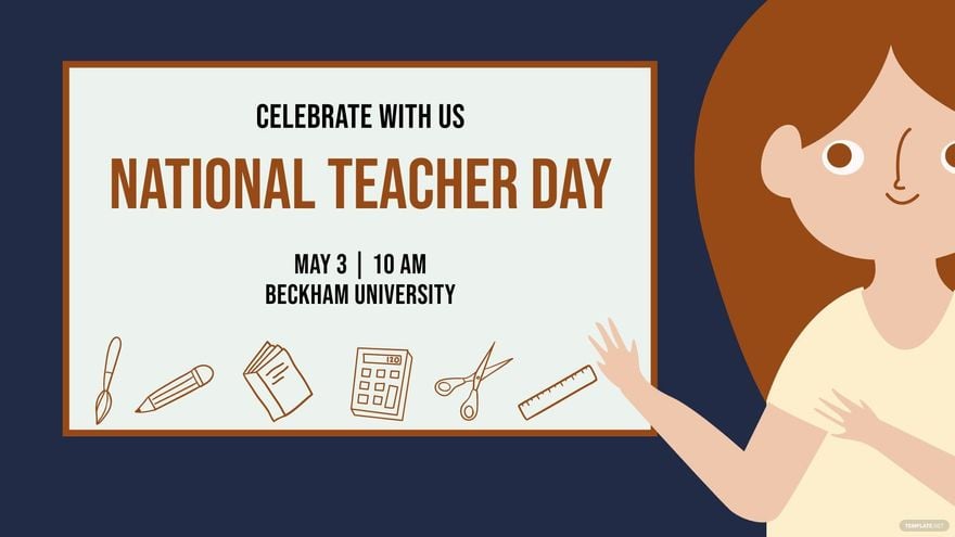 Free National Teacher Day Invitation Background in PDF, Illustrator, PSD, EPS, SVG, JPG, PNG