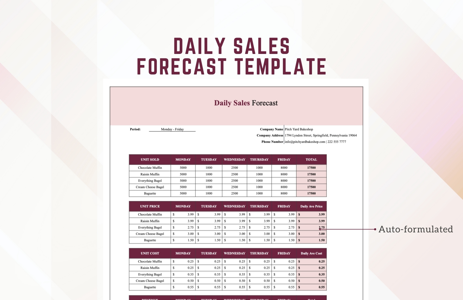 Daily Sales Forecast Template