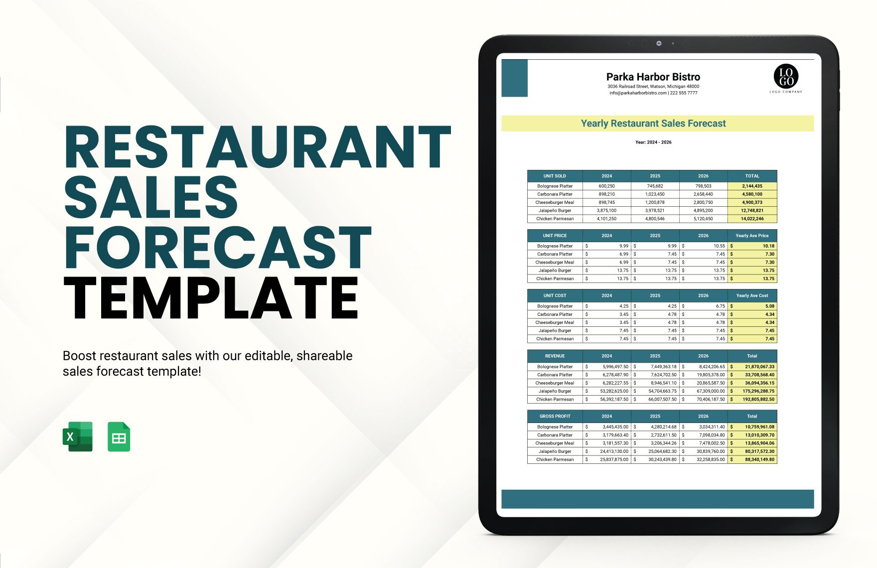 Restaurant Sales Forecast Template