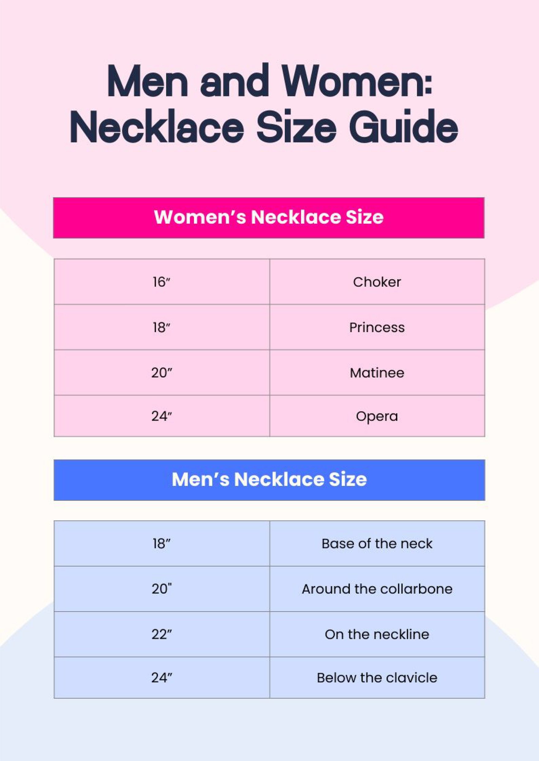 Simple Necklace Size Chart in PDF, Illustrator
