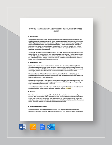 Free How to Start and Run a Successful Restaurant Business - Guide Template