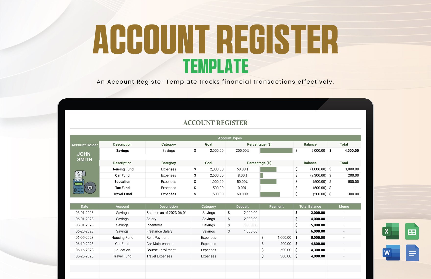 Account Register Template