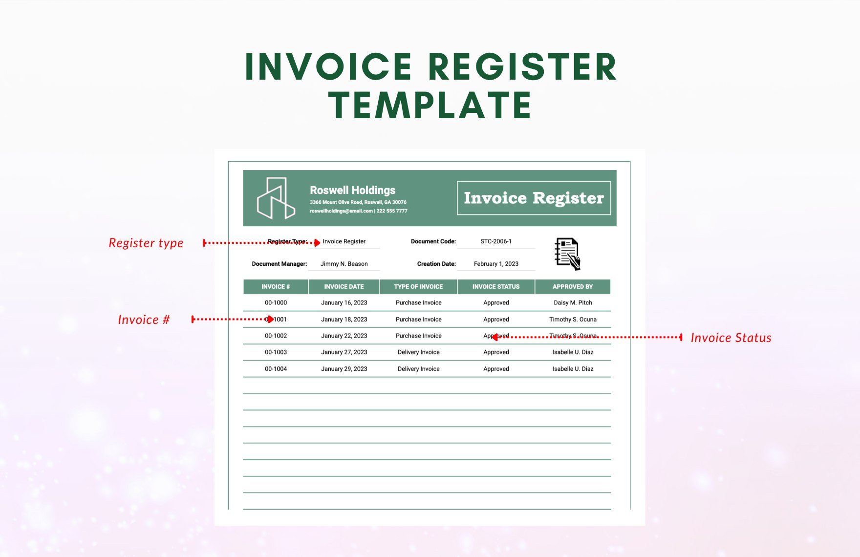 Invoice Register Template