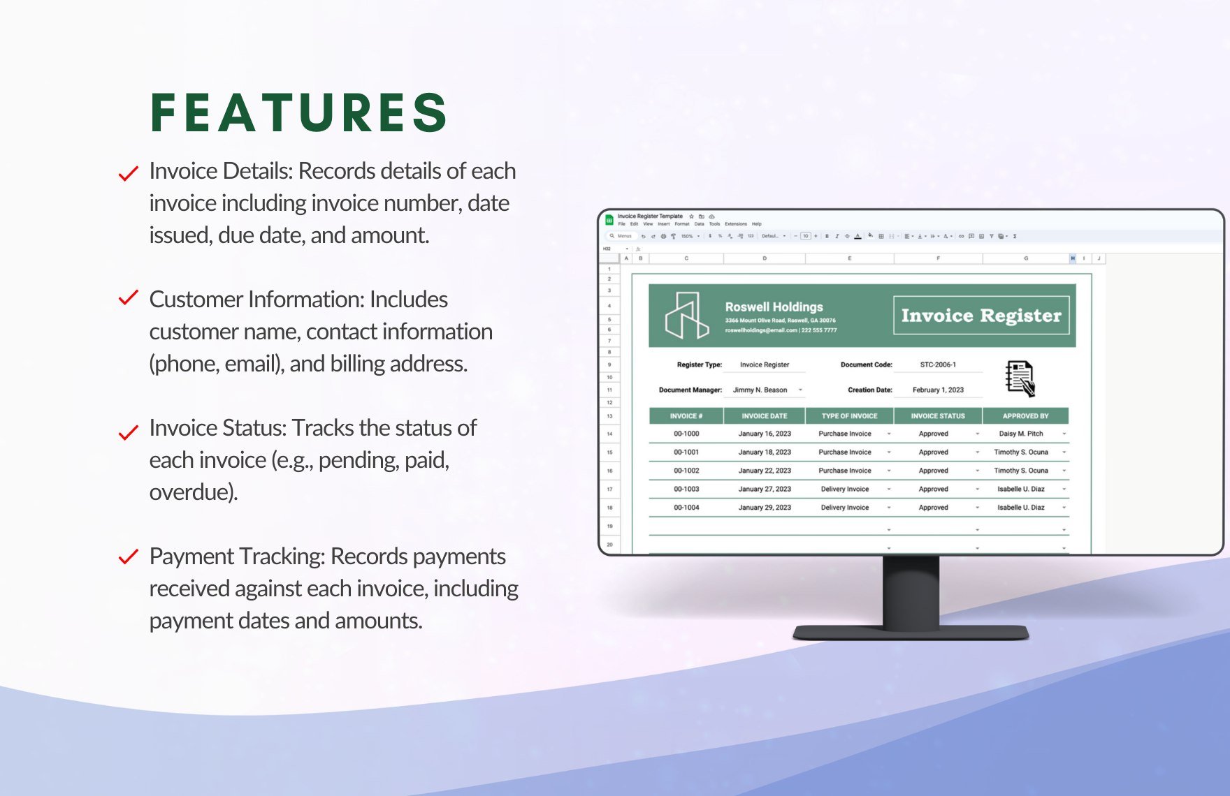 Invoice Register Template