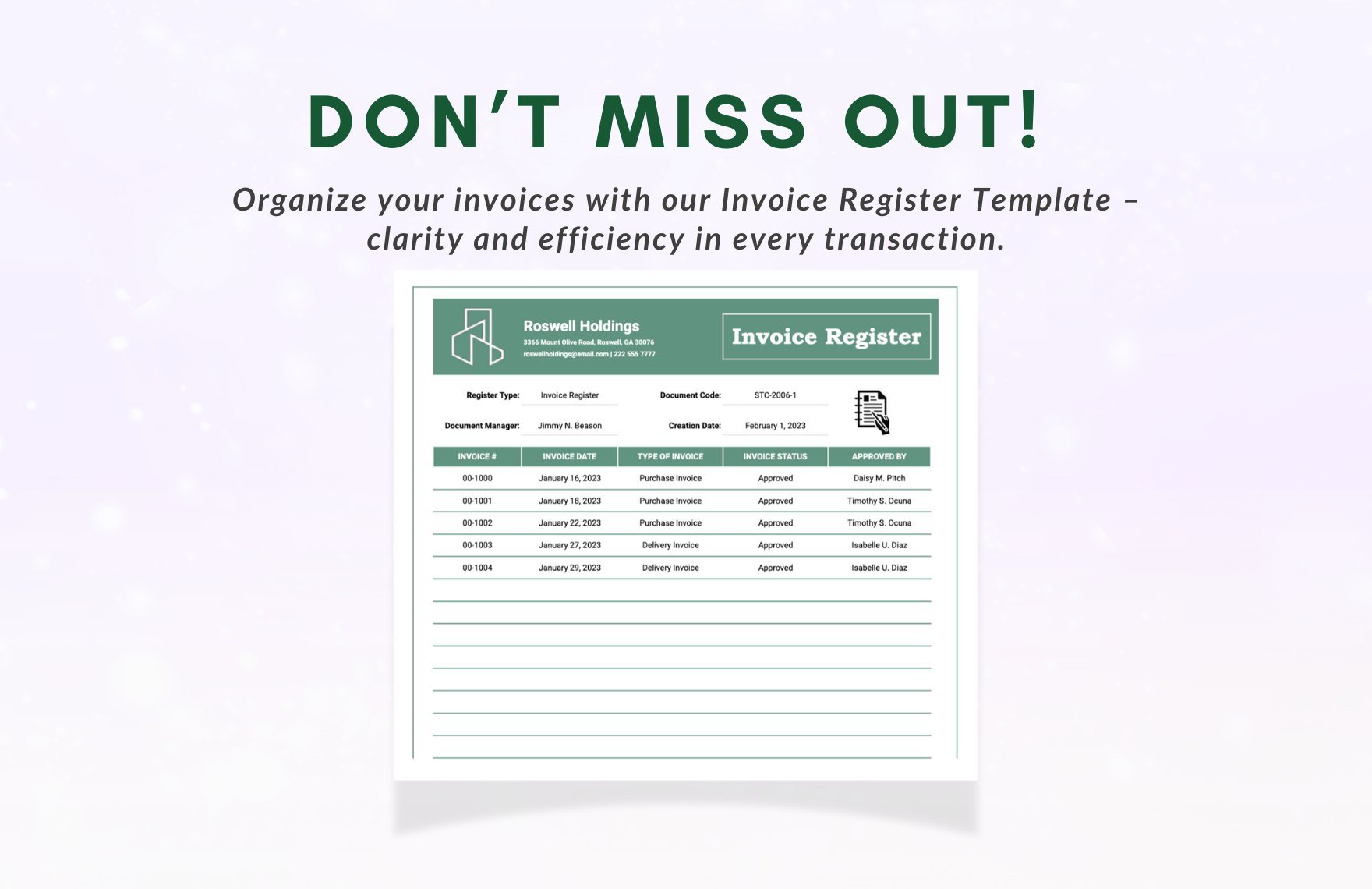 Invoice Register Template