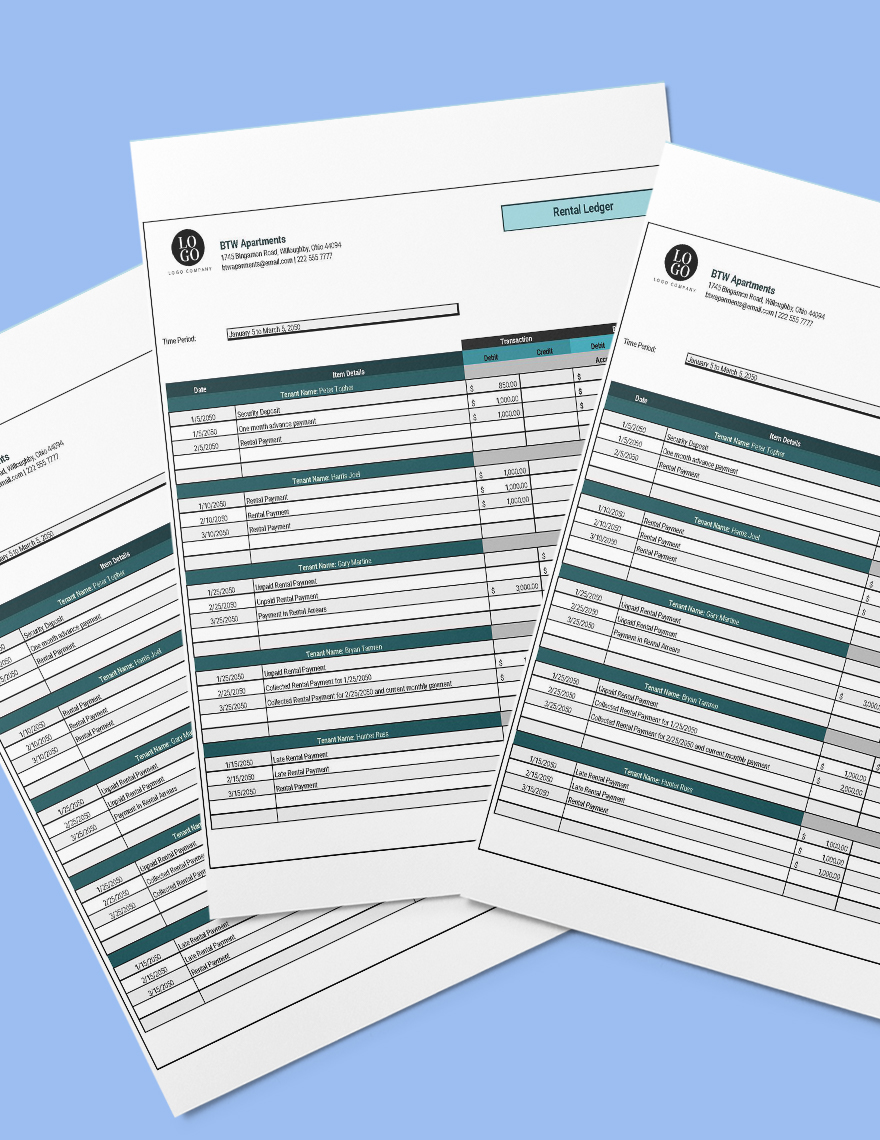 Rental Ledger Template in Excel, Google Sheets Download