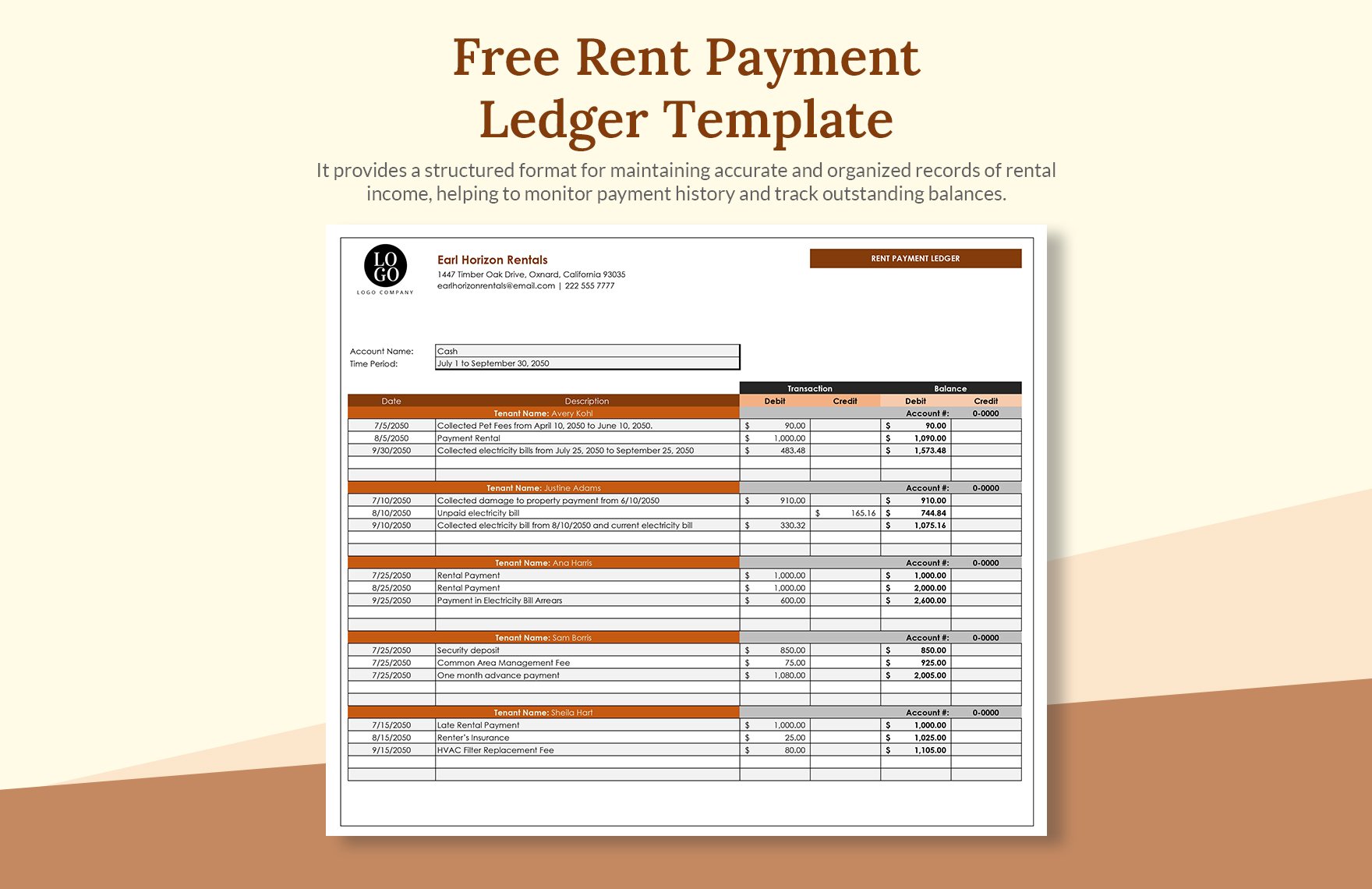 Rent Payment Ledger Template