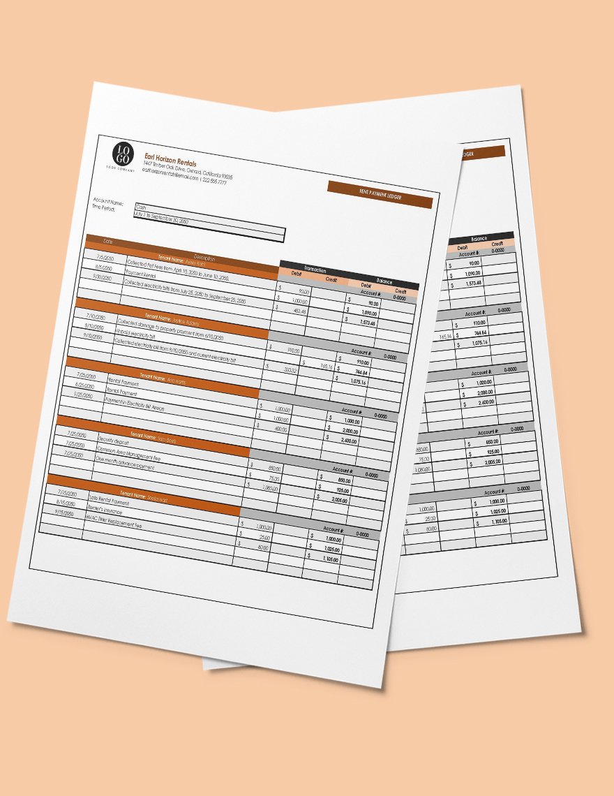 Rent Payment Ledger Template Google Sheets, Excel