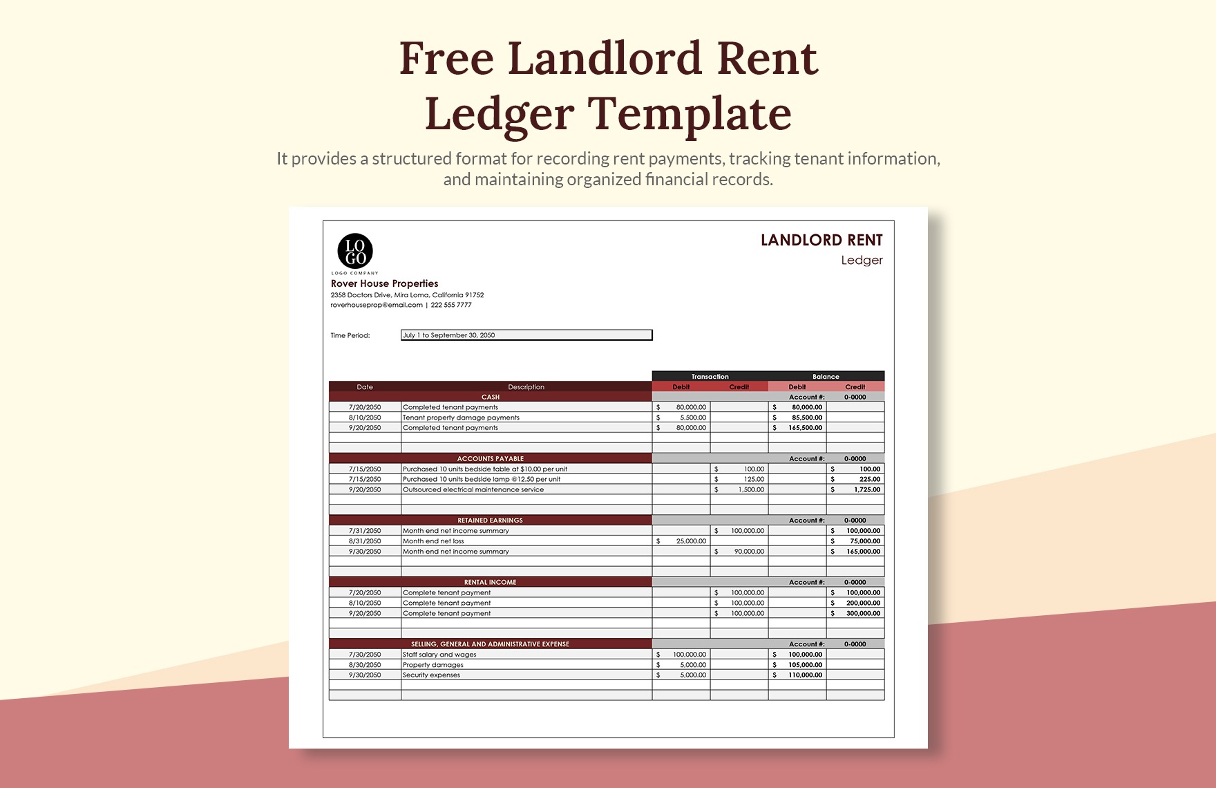 Landlord Rent Ledger Template Download In Excel Google Sheets 