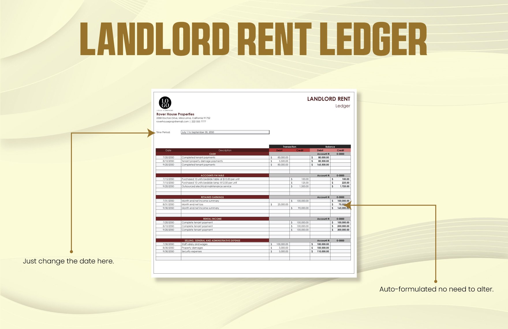 Landlord Rent Ledger Template