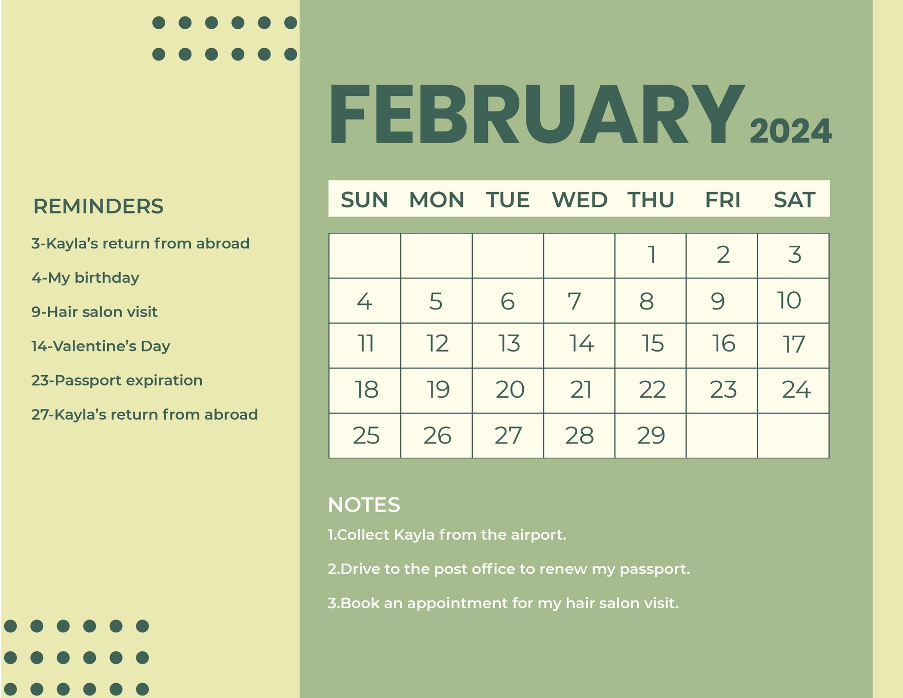 Printable February 2024 Monthly Calendar