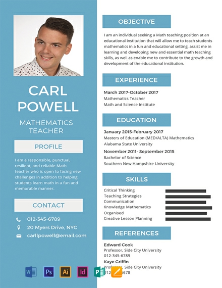 Simple Resume Template - Illustrator, InDesign, Word, Apple Pages, PSD, Publisher