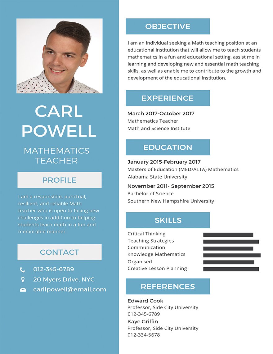 Simple Resume Template - Illustrator, InDesign, Word, Apple Pages, PSD