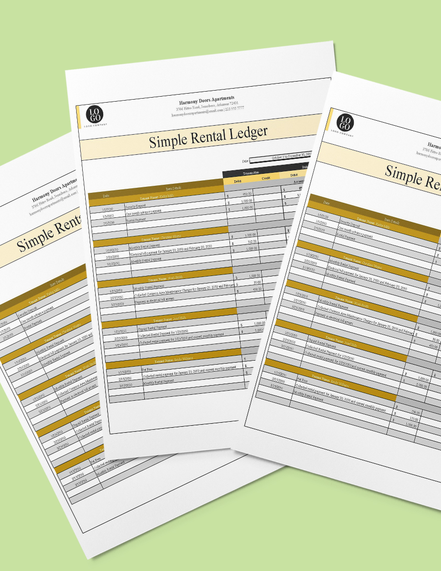 Free Simple Rental Ledger Template Google Sheets, Excel