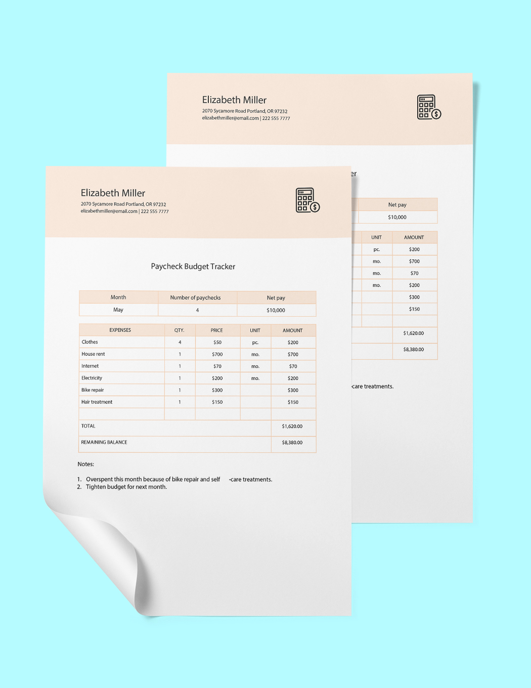 Paycheck Budget Tracker Template