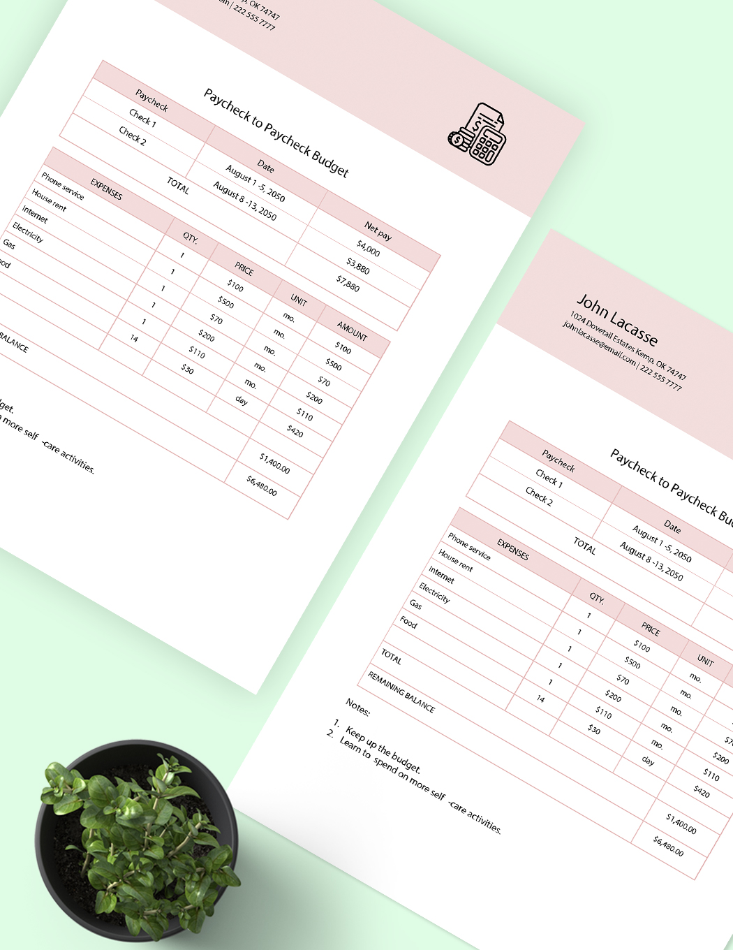 Paycheck To Paycheck Budget Template