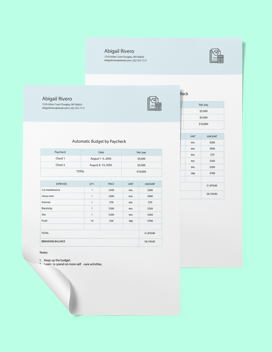 Automatic Budget By Paycheck Template