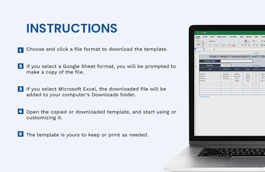 Yearly Project Management Gantt Chart Template