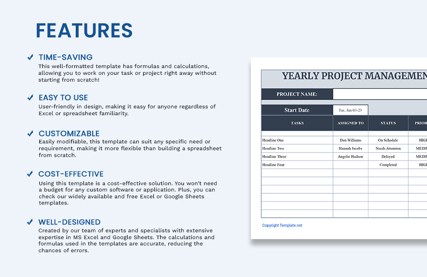 Yearly Project Management Gantt Chart Template