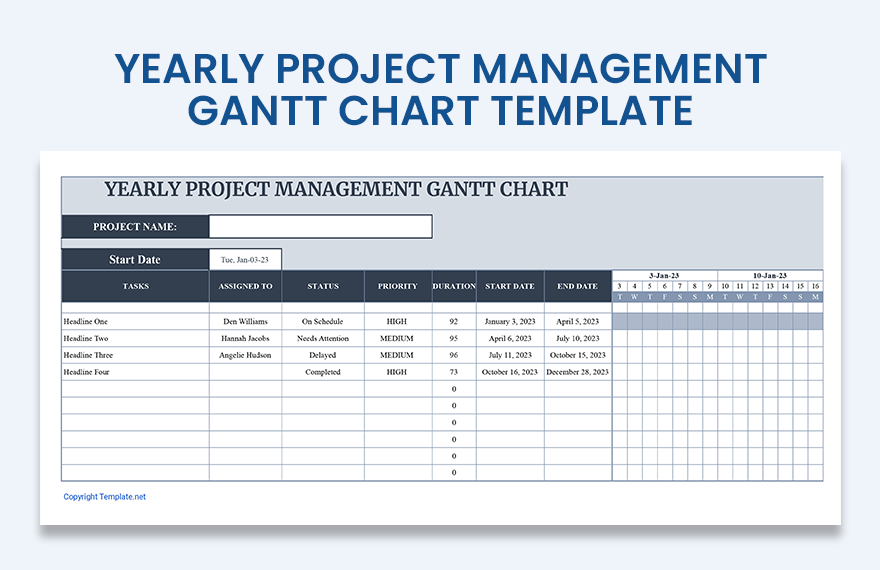 Yearly Project Management Gantt Chart Template