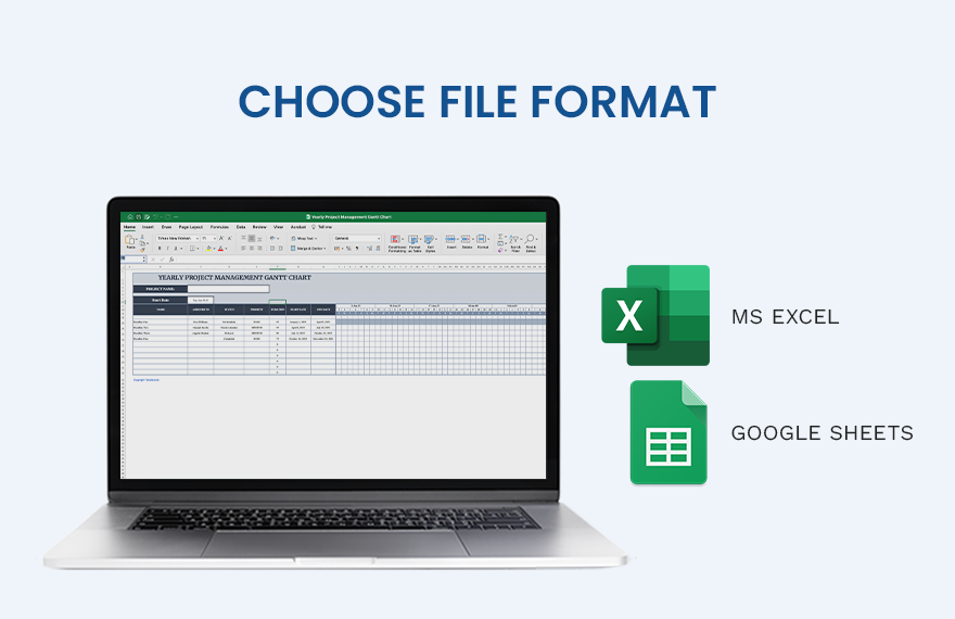 Yearly Project Management Gantt Chart Template