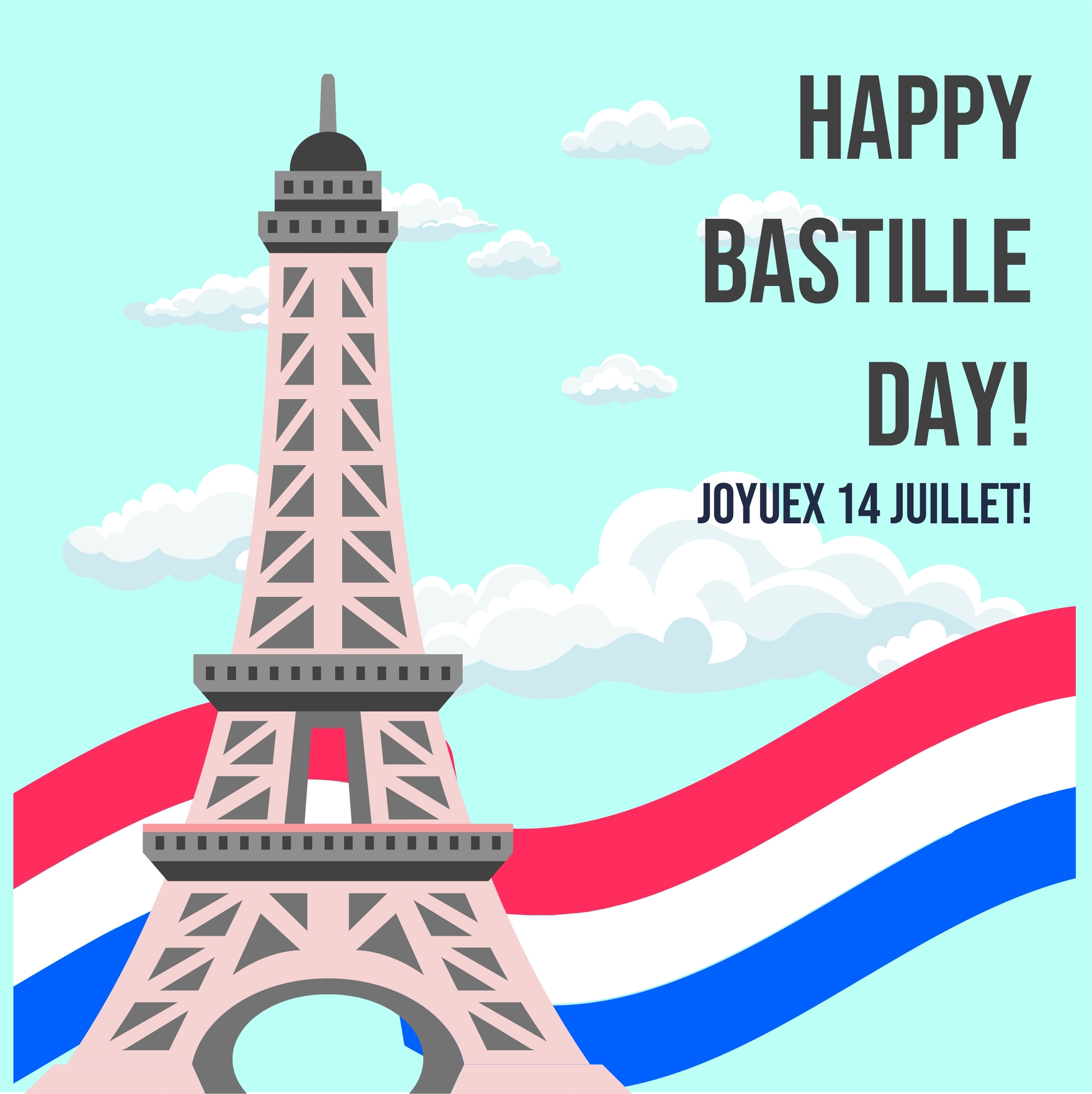 Free Bastille Day Wishes Vector