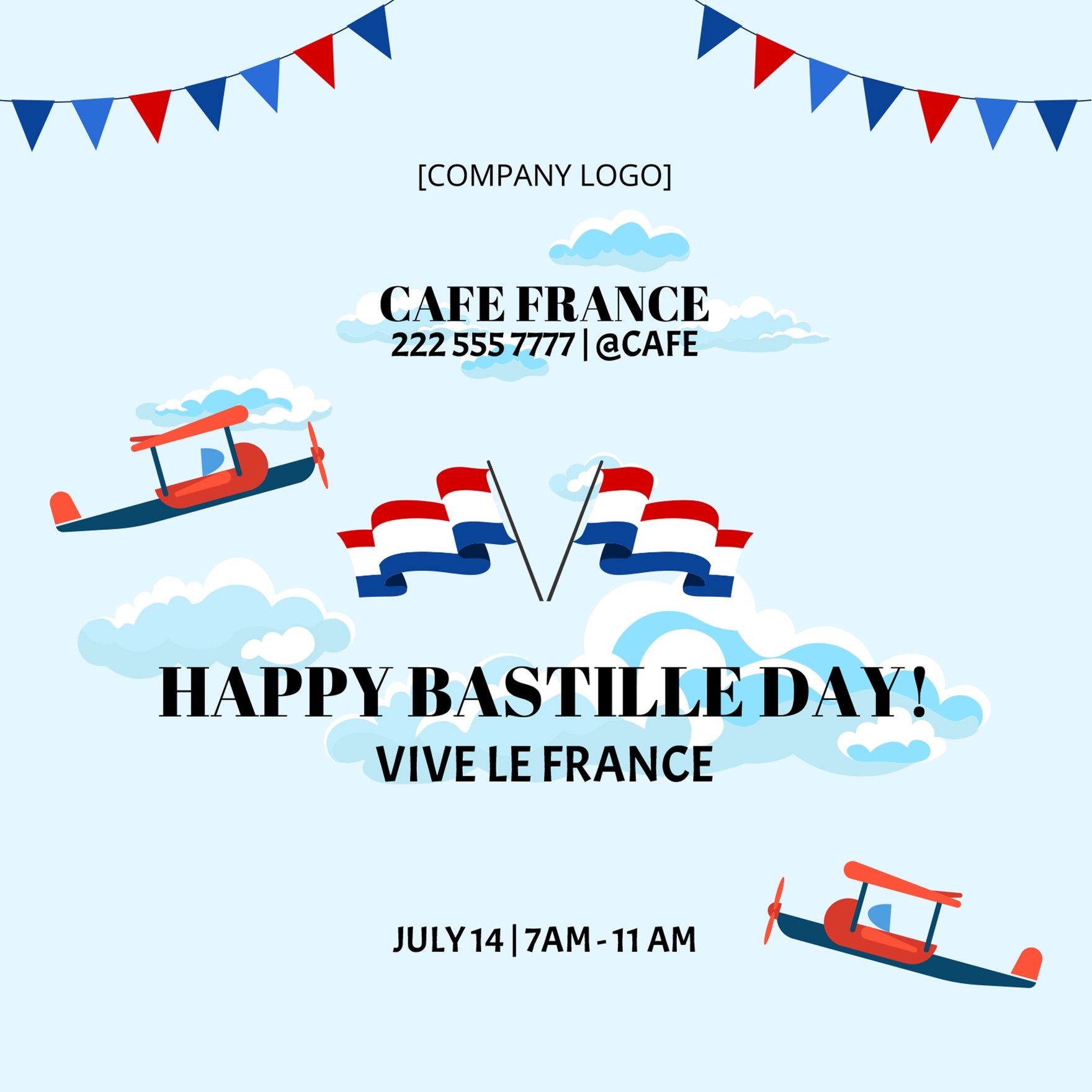 Free Bastille Day Poster Vector in Illustrator, PSD, EPS, SVG, JPG, PNG