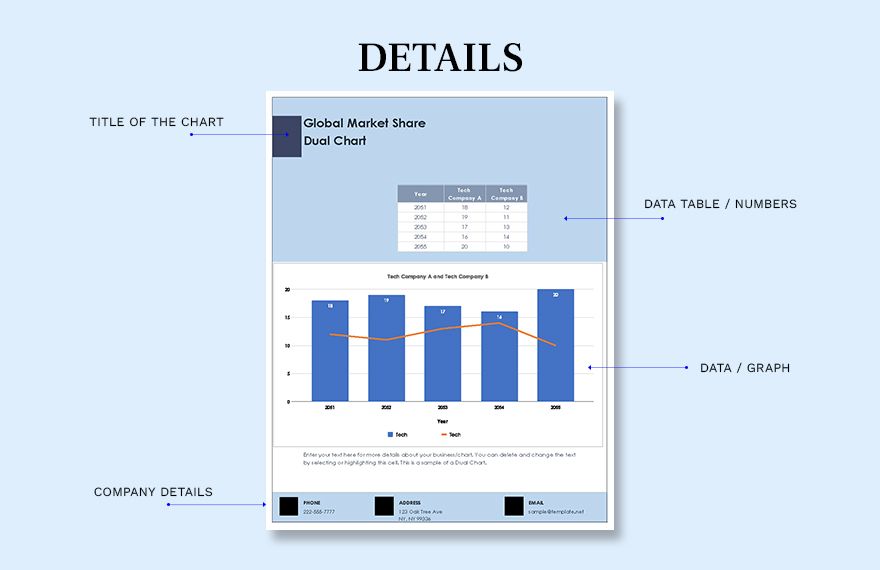 Global Market Share Dual Chart - Google Sheets, Excel | Template.net