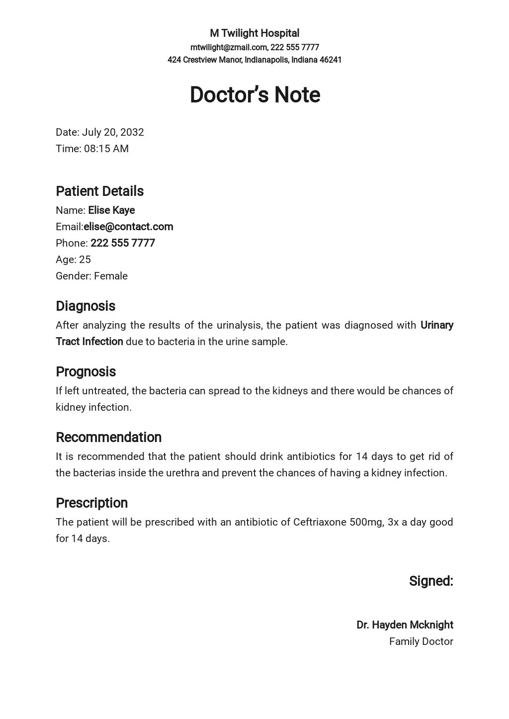 Doctors Note For Work Template - Word, Apple Pages, PDF  Template.net With Hospital Note For Work Template