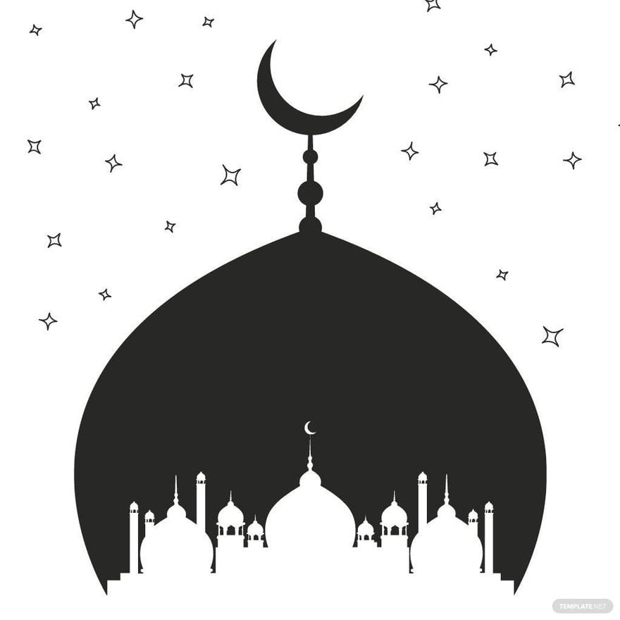 Black And White Ramadan Clipart in Illustrator, PSD, EPS, SVG, JPG, PNG