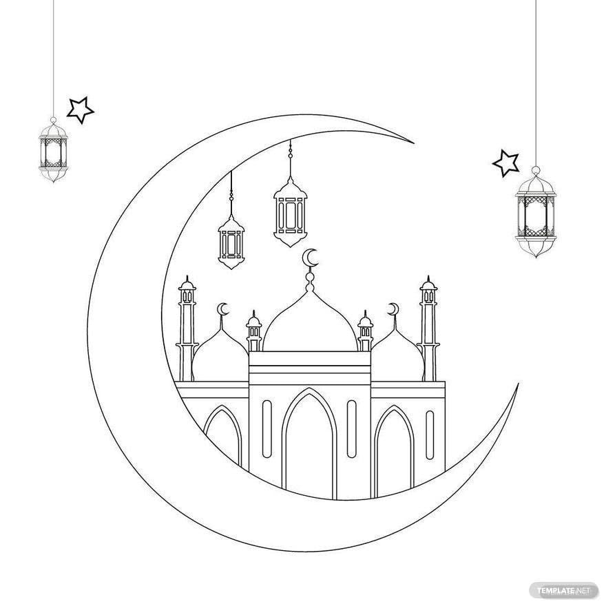 Single continuous line drawing of Happy Eid Al... - Stock Illustration  [67582926] - PIXTA