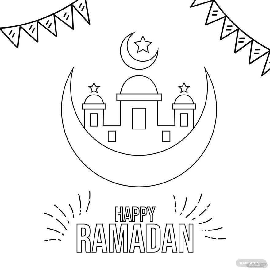 Happy Ramadan Drawing in Illustrator, PSD, EPS, SVG, JPG, PNG