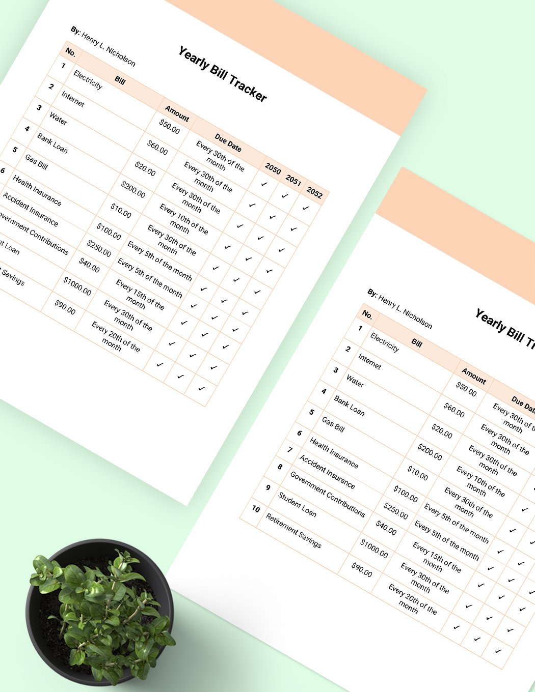 Yearly Bill Tracker Template Download In Word Google Docs Template