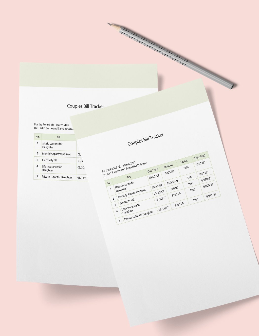 Free Couples Bill Tracker Template in Word, Google Docs
