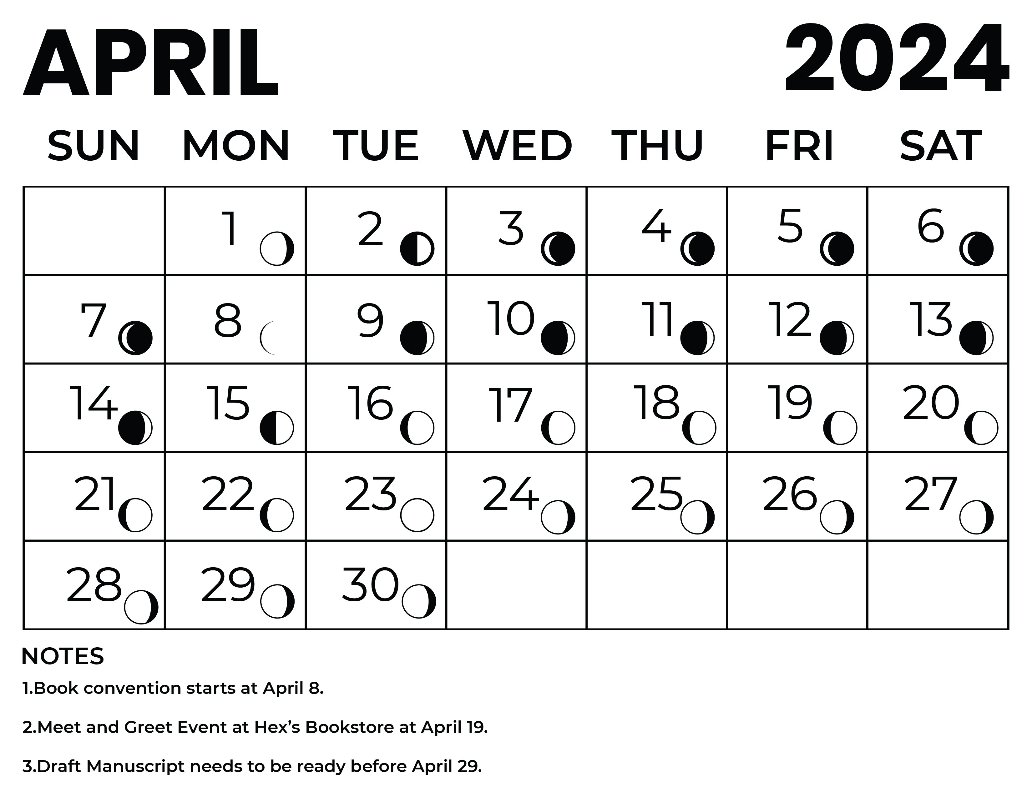 Pink April 2024 Calendar EPS, Illustrator, JPG, Word, SVG