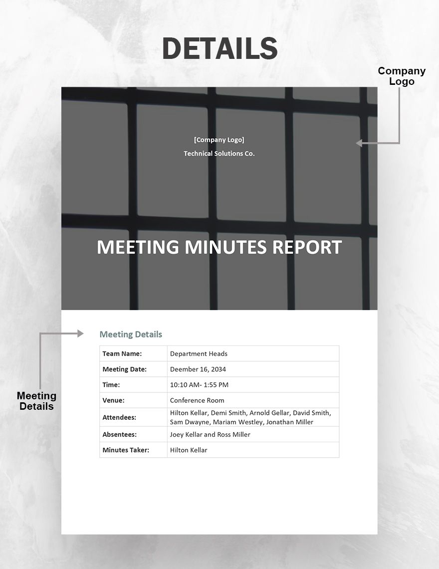 Classic Meeting Minutes Template - Google Docs, Word, Apple Pages ...