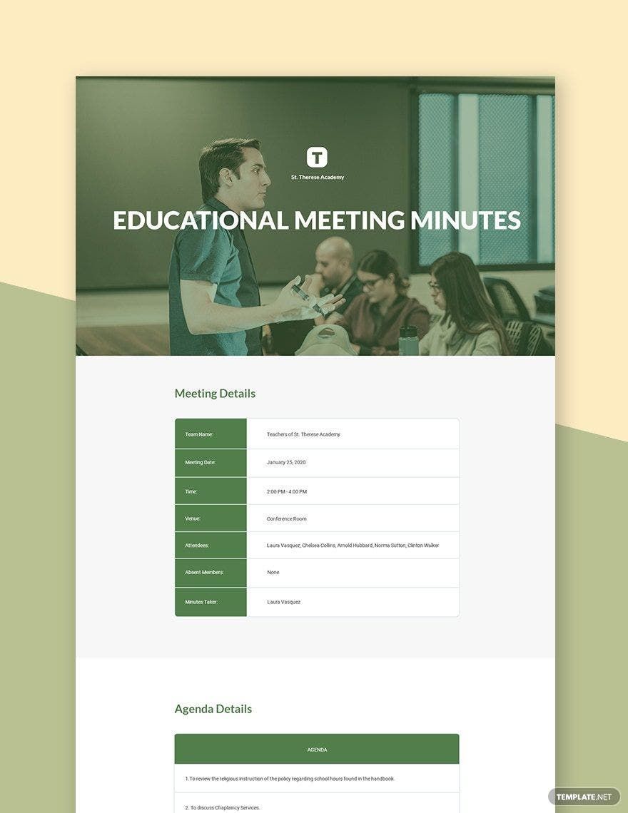 Educational Meeting Minutes Template
