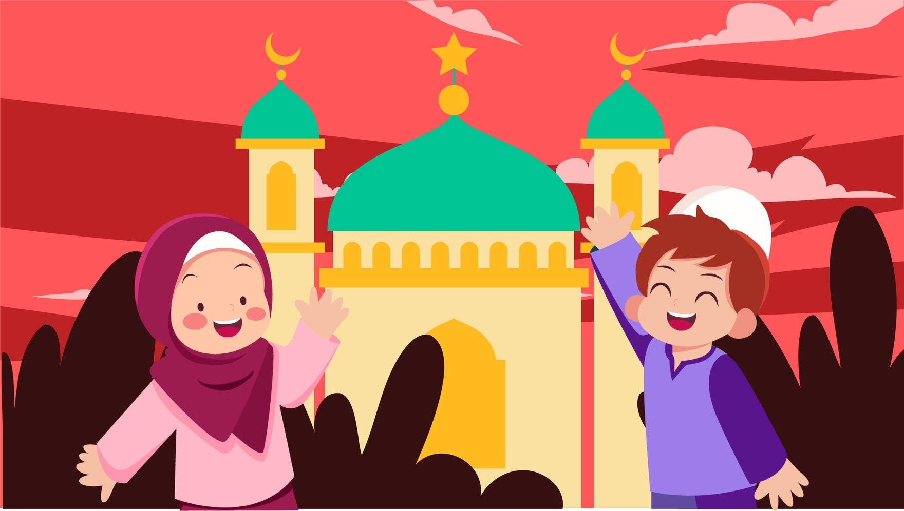 Free Ramadan Cartoon Background - EPS, Illustrator, JPG, PSD, PNG, PDF, SVG  