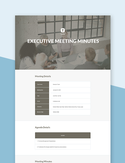 Executive Committee Meeting Minutes Template - Google Docs, Word, Apple ...