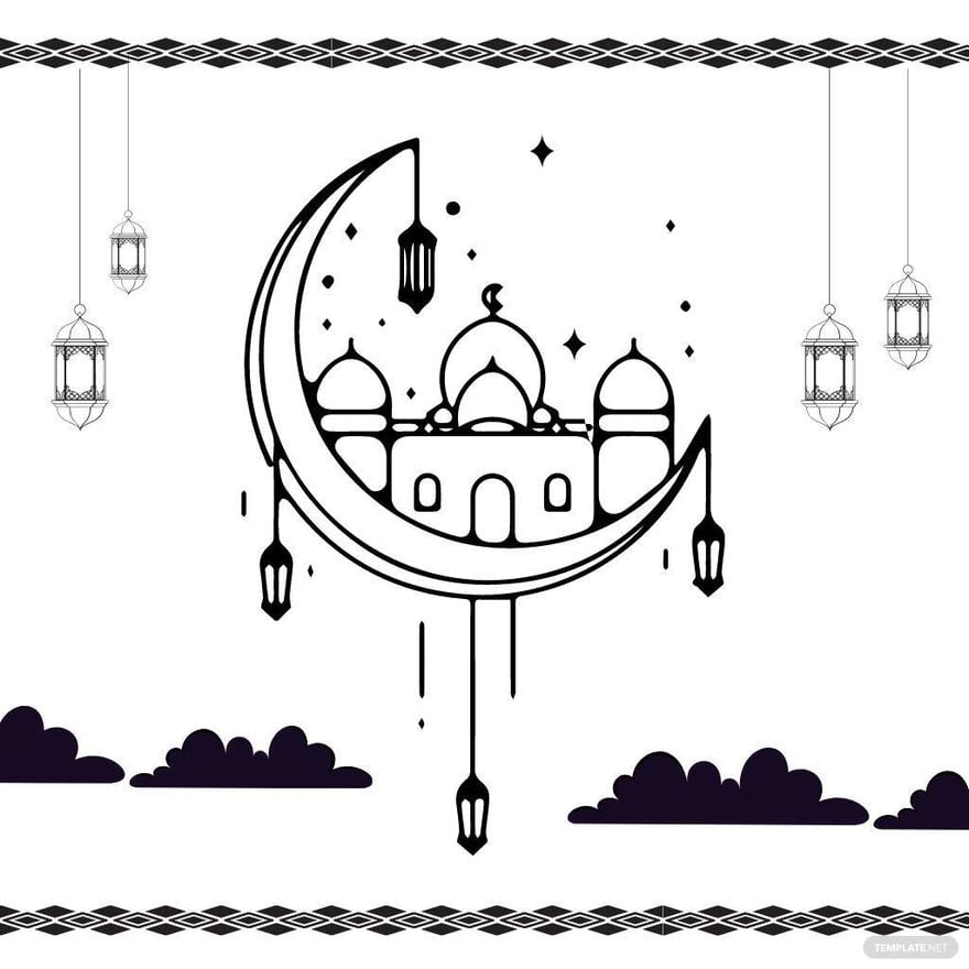 Pencil sketch hand drawing Ramadan kareem greeting template islamic  crescent and arabic lantern in clouds painting illustration artwork on  paper art - Stock Image - Everypixel