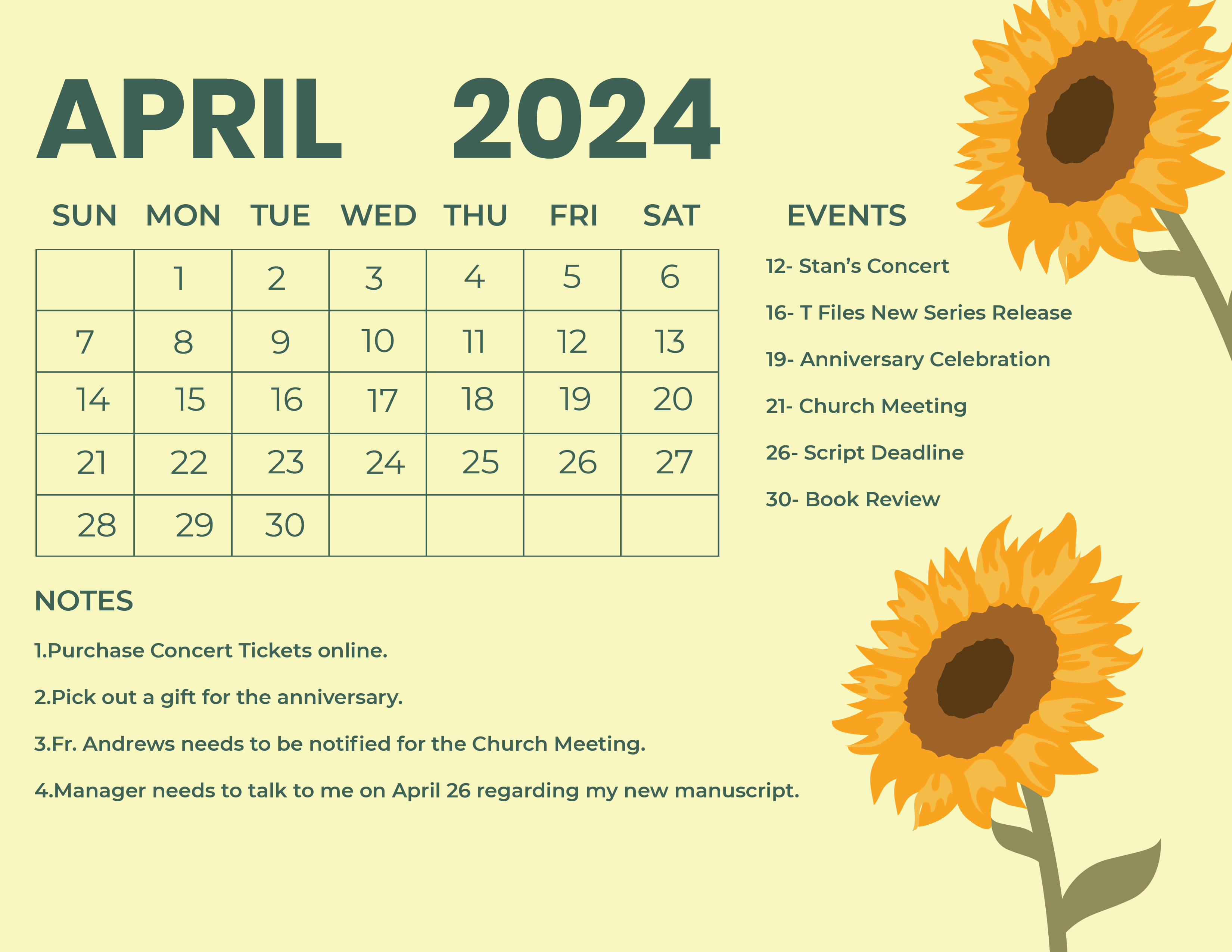 Free Pretty April 2023 Calendar Download in Word, Google Docs