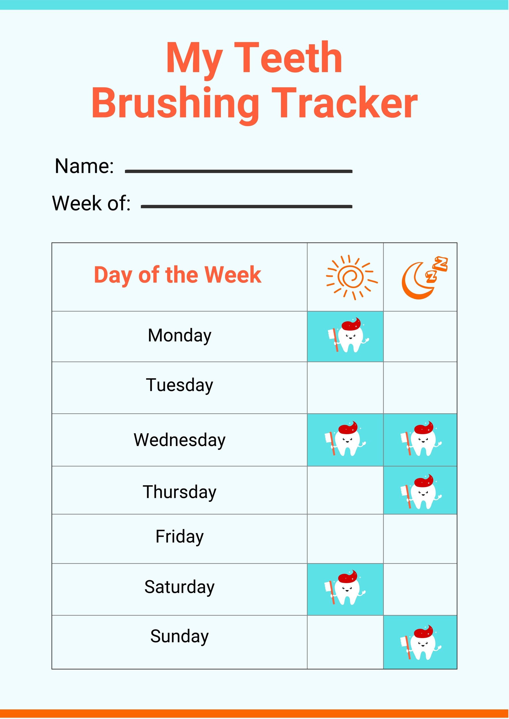 Teeth Brushing Chart in PDF, Illustrator