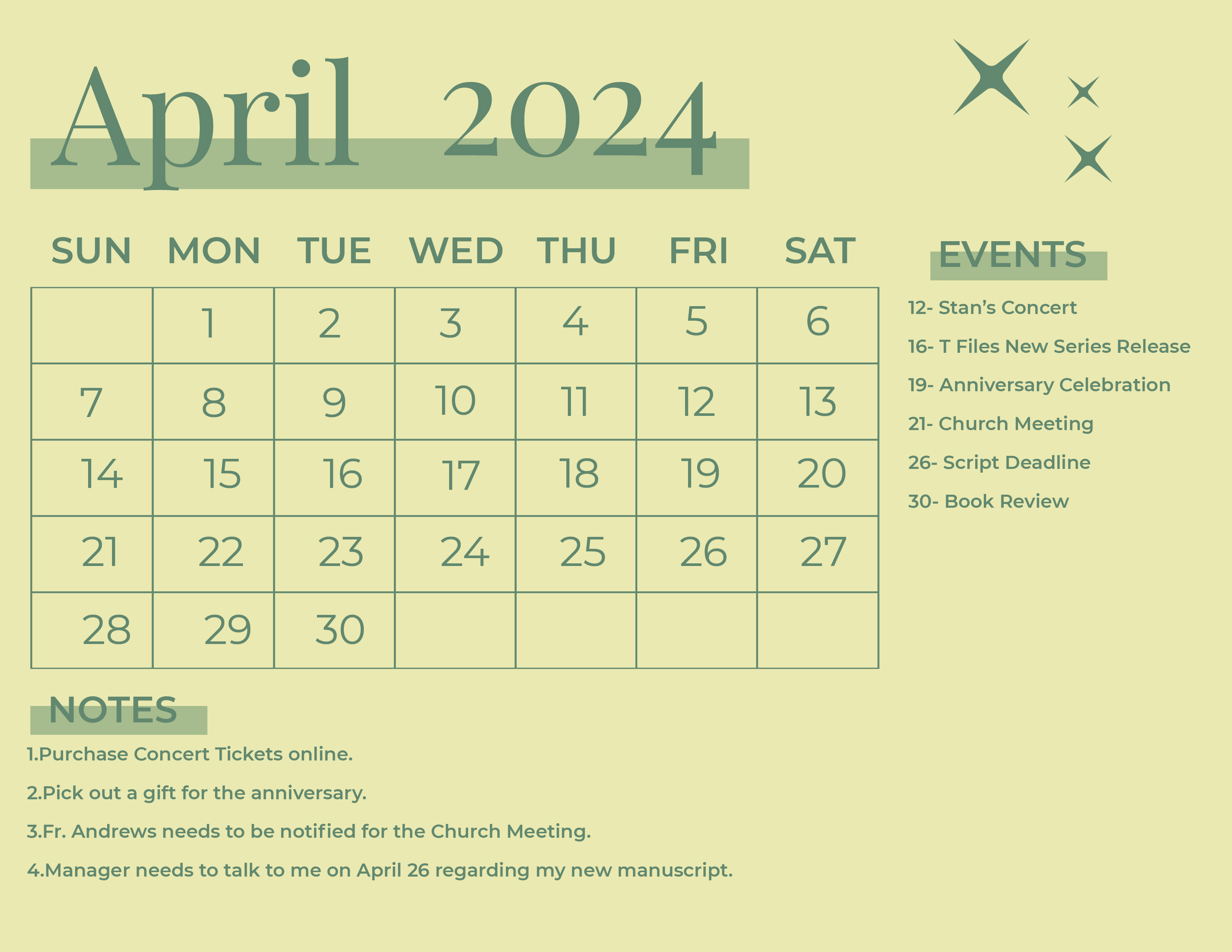 Pink April 2024 Calendar Download in Word, Illustrator, EPS, SVG, JPG