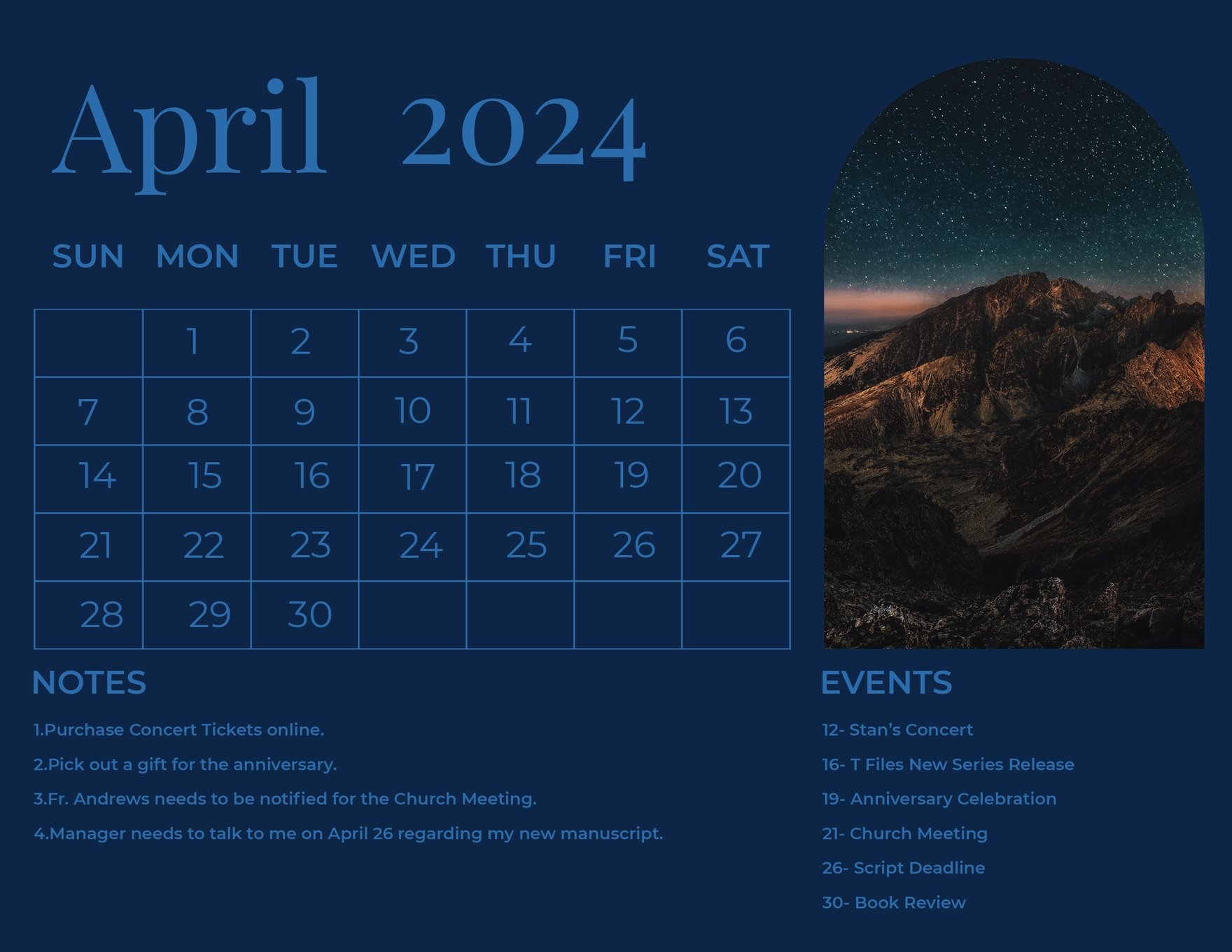April 2024 Photo Calendar